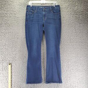 Old Navy Jeans Womens 10 Petite Blue Mid-Rise Kicker Boot-Cut Stretch Denim